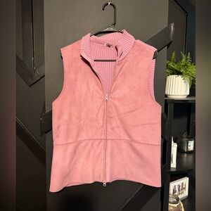 J. Jill Pink Zip-Up Vest | Size Medium | Cozy Fleece Feel